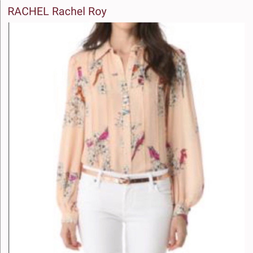 Rachel Roy long sleeve silk top size M